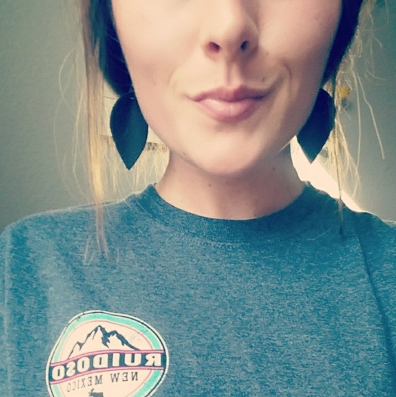 2 Inch | Black Petal Leather Earrings - Picture 4 of 5